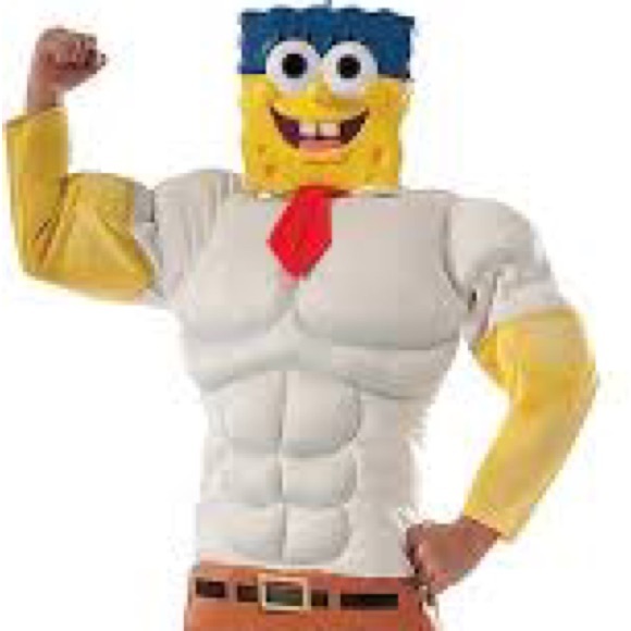 EUC SpongeBob SquarePants Movie Muscle Halloween Costume Size 6 7 8 10 Small Med - Picture 3 of 9